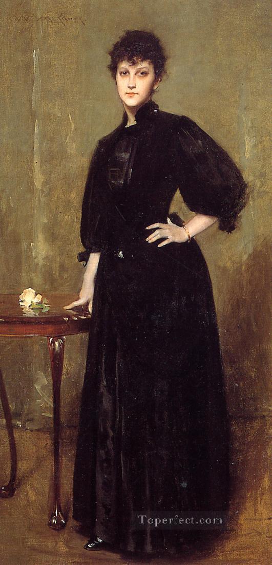 Lady in Black aka Mrs Leslie Cotton William Merritt Chase Oil Paintings